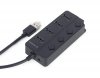 HUB 4-portowy USB 2.0 z przełącznikami, czarny